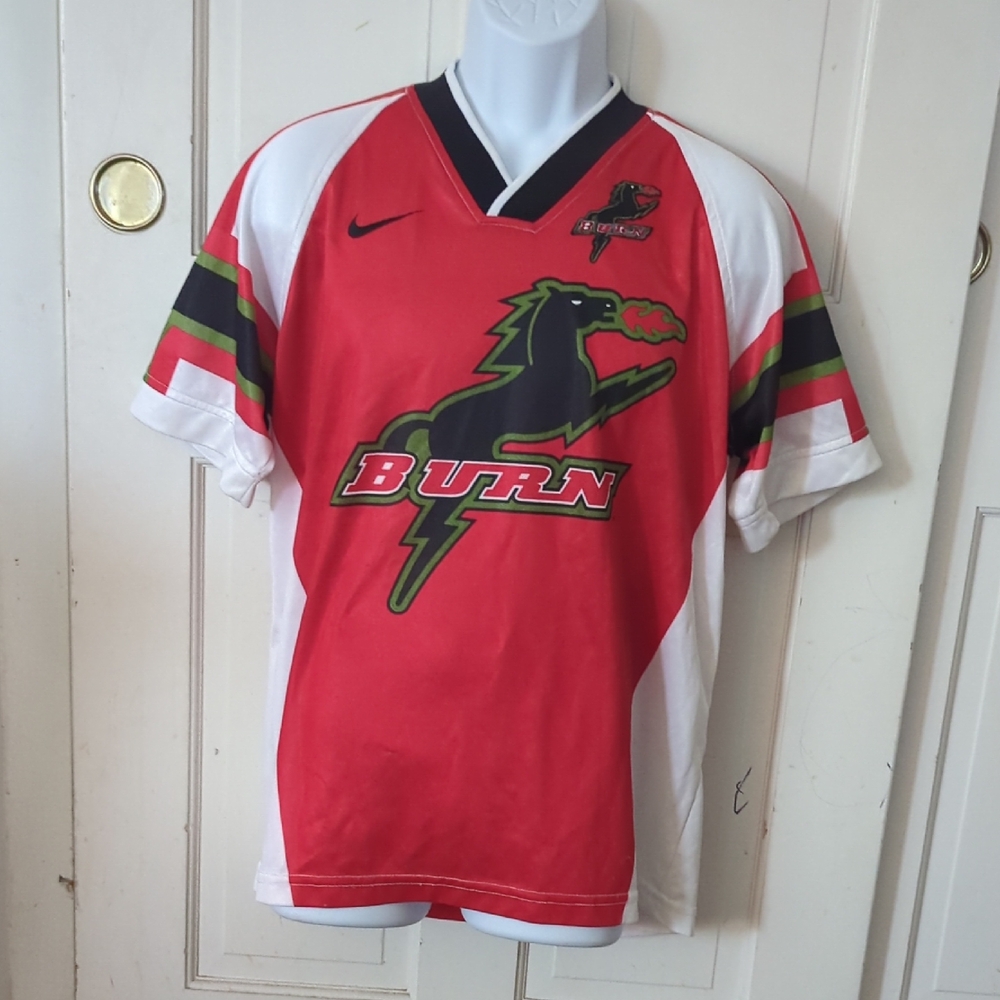 Nike Red and White Burn Soccer Jersey